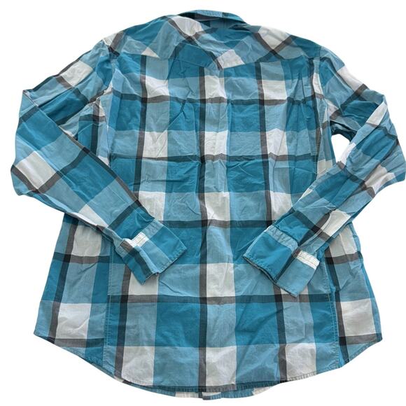 Hugo Boss Orange Shirt Mens XL Blue Plaid Western Snap Button‎ Long Sleeve Top - Picture 2 of 9
